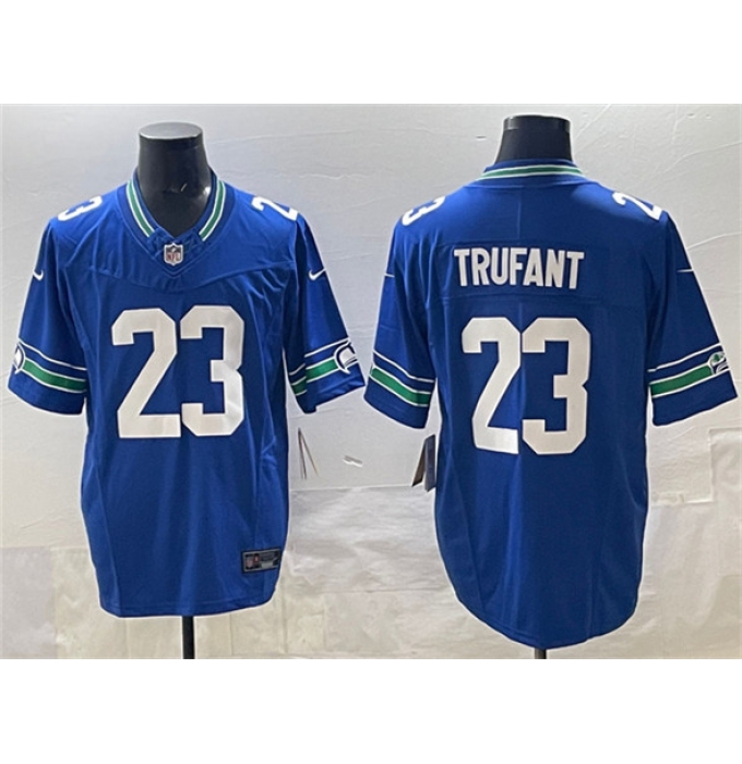 Men's Seattle Seahawks #23 Marcus Trufant Royal 2024 F.U.S.E. Throwback Vapor Limited Football Stitched Jersey