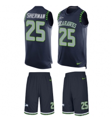 Men's Nike Seattle Seahawks #25 Richard Sherman Limited Steel Blue Tank Top Suit NFL Jersey