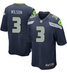 Men's Nike Seattle Seahawks #3 Russell Wilson Game Steel Blue Team Color NFL Jersey