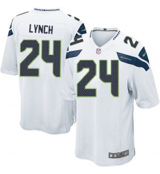 Men's Nike Seattle Seahawks #24 Marshawn Lynch Game White NFL Jersey