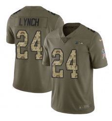 Youth Nike Seattle Seahawks #24 Marshawn Lynch Limited Olive/Camo 2017 Salute to Service NFL Jersey
