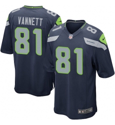 Men's Nike Seattle Seahawks #81 Nick Vannett Game Steel Blue Team Color NFL Jersey
