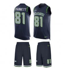 Men's Nike Seattle Seahawks #81 Nick Vannett Limited Steel Blue Tank Top Suit NFL Jersey