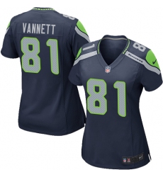 Women's Nike Seattle Seahawks #81 Nick Vannett Game Steel Blue Team Color NFL Jersey