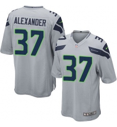 Men's Nike Seattle Seahawks #37 Shaun Alexander Game Grey Alternate NFL Jersey