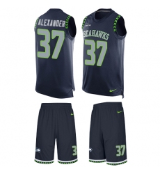 Men's Nike Seattle Seahawks #37 Shaun Alexander Limited Steel Blue Tank Top Suit NFL Jersey