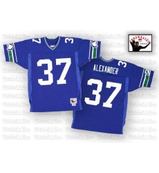 Mitchell And Ness Seattle Seahawks #37 Shaun Alexander Blue Authentic Throwback NFL Jersey