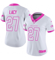 Women's Nike Seattle Seahawks #27 Eddie Lacy Limited White/Pink Rush Fashion NFL Jersey