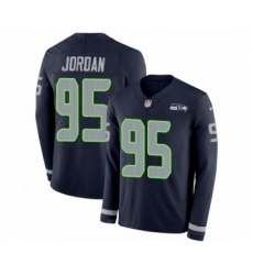Men's Nike Seattle Seahawks #95 Dion Jordan Limited Navy Blue Therma Long Sleeve NFL Jersey
