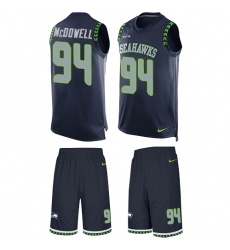 Men's Nike Seattle Seahawks #94 Malik McDowell Limited Steel Blue Tank Top Suit NFL Jersey