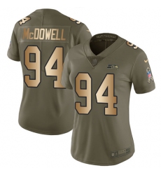 Women's Nike Seattle Seahawks #94 Malik McDowell Limited Olive/Gold 2017 Salute to Service NFL Jersey