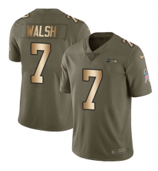 Men's Nike Seattle Seahawks #7 Blair Walsh Limited Olive/Gold 2017 Salute to Service NFL Jersey