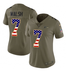 Women's Nike Seattle Seahawks #7 Blair Walsh Limited Olive/USA Flag 2017 Salute to Service NFL Jersey