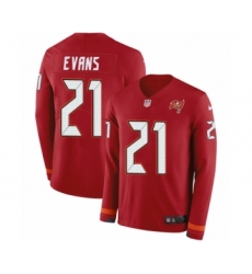 Men's Nike Tampa Bay Buccaneers #21 Justin Evans Limited Red Therma Long Sleeve NFL Jersey