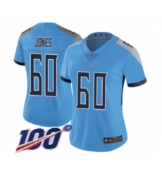 Women's Tennessee Titans #60 Ben Jones Light Blue Alternate Vapor Untouchable Limited Player 100th Season Football Jersey