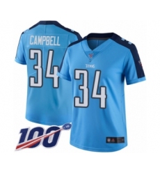 Women's Tennessee Titans #34 Earl Campbell Limited Light Blue Rush Vapor Untouchable 100th Season Football Jersey