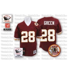 Mitchell and Ness Washington Redskins #28 Darrell Green Red 50TH Patch Authentic Throwback NFL Jersey