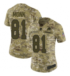 Women's Nike Washington Redskins #81 Art Monk Limited Camo 2018 Salute to Service NFL Jersey