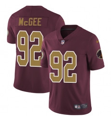 Men's Nike Washington Redskins #92 Stacy McGee Burgundy Red/Gold Number Alternate 80TH Anniversary Vapor Untouchable Limited Player NFL Jersey