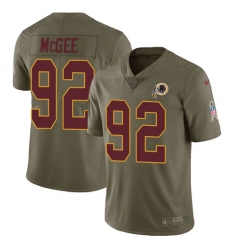 Men's Nike Washington Redskins #92 Stacy McGee Limited Olive 2017 Salute to Service NFL Jersey
