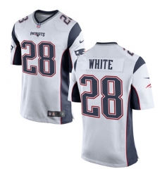 Men's Nike New England Patriots #28 James White Game White NFL Jersey