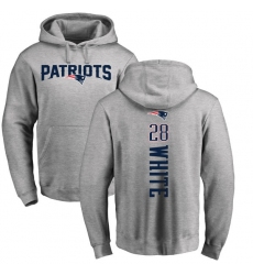 NFL Nike New England Patriots #28 James White Ash Backer Pullover Hoodie