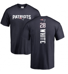 NFL Nike New England Patriots #28 James White Navy Blue Backer T-Shirt