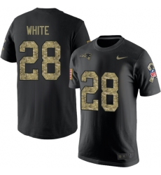 Nike New England Patriots #28 James White Black Camo Salute to Service T-Shirt