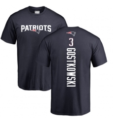 NFL Nike New England Patriots #3 Stephen Gostkowski Navy Blue Backer T-Shirt