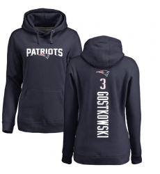 NFL Women's Nike New England Patriots #3 Stephen Gostkowski Navy Blue Backer Pullover Hoodie