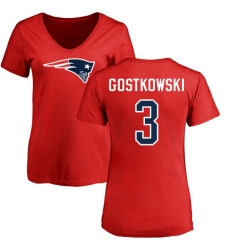 NFL Women's Nike New England Patriots #3 Stephen Gostkowski Red Name & Number Logo Slim Fit T-Shirt