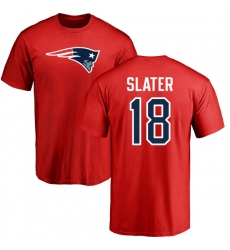 NFL Nike New England Patriots #18 Matthew Slater Red Name & Number Logo T-Shirt