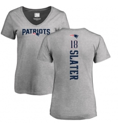 NFL Women's Nike New England Patriots #18 Matthew Slater Ash Backer V-Neck T-Shirt