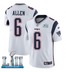 Youth Nike New England Patriots #6 Ryan Allen White Vapor Untouchable Limited Player Super Bowl LII NFL Jersey