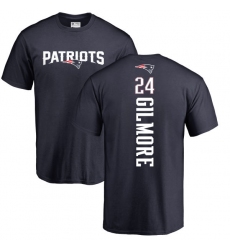 NFL Nike New England Patriots #24 Stephon Gilmore Navy Blue Backer T-Shirt