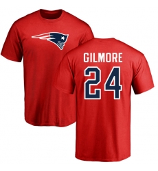 NFL Nike New England Patriots #24 Stephon Gilmore Red Name & Number Logo T-Shirt