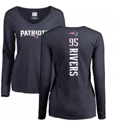 NFL Women's Nike New England Patriots #95 Derek Rivers Navy Blue Backer Slim Fit Long Sleeve T-Shirt