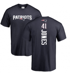 NFL Nike New England Patriots #41 Cyrus Jones Navy Blue Backer T-Shirt