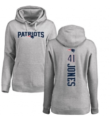 NFL Women's Nike New England Patriots #41 Cyrus Jones Ash Backer Pullover Hoodie