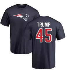 NFL Nike New England Patriots #45 Donald Trump Navy Blue Name & Number Logo T-Shirt