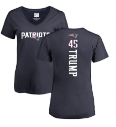 NFL Women's Nike New England Patriots #45 Donald Trump Navy Blue Backer T-Shirt