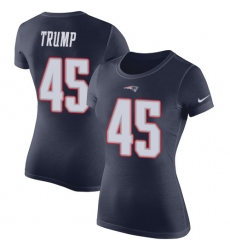 Women's Nike New England Patriots #45 Donald Trump Navy Blue Rush Pride Name & Number T-Shirt