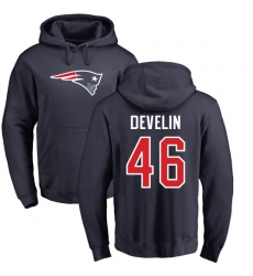 NFL Nike New England Patriots #46 James Develin Navy Blue Name & Number Logo Pullover Hoodie