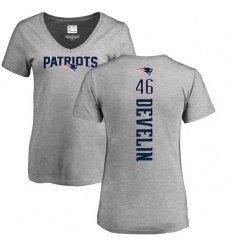 NFL Women's Nike New England Patriots #46 James Develin Ash Backer V-Neck T-Shirt