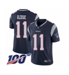 Men's New England Patriots #11 Drew Bledsoe Navy Blue Team Color Vapor Untouchable Limited Player 100th Season Football Jersey