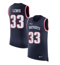 Men's Nike New England Patriots #33 Dion Lewis Limited Navy Blue Rush Player Name & Number Tank Top NFL Jersey
