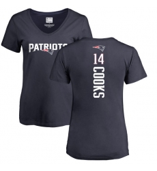 NFL Women's Nike New England Patriots #14 Brandin Cooks Navy Blue Backer T-Shirt