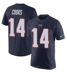 Nike New England Patriots #14 Brandin Cooks Navy Blue Rush Pride Name & Number T-Shirt