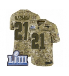Men's Nike New England Patriots #21 Duron Harmon Limited Camo 2018 Salute to Service Super Bowl LIII Bound NFL Jersey
