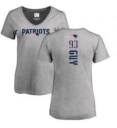 NFL Women's Nike New England Patriots #93 Lawrence Guy Ash Backer V-Neck T-Shirt